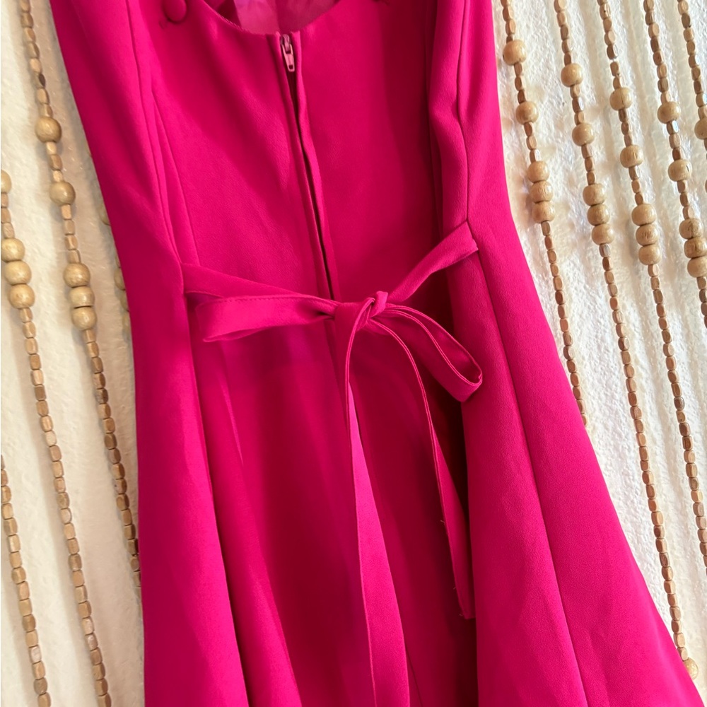 Vintage Rampage Y2K Bright Pink Feminine Fit Flare Tank Goint Out Summer Dress - Picture 3 of 5